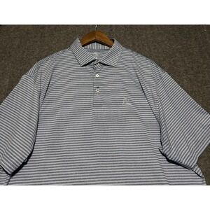 Rhoback polo shirt mens golf performance blue striped stretch XL logo preppy
